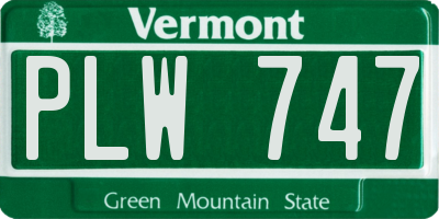 VT license plate PLW747