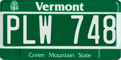 VT license plate PLW748
