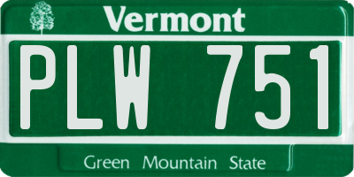VT license plate PLW751