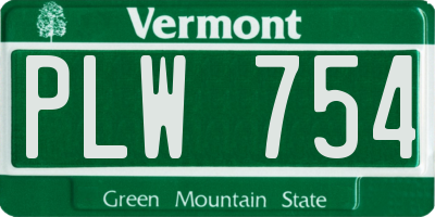 VT license plate PLW754