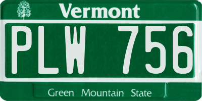VT license plate PLW756