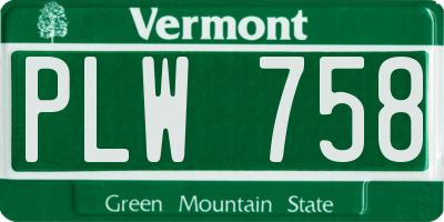VT license plate PLW758