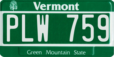 VT license plate PLW759