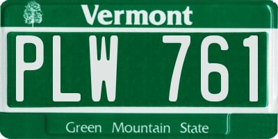 VT license plate PLW761