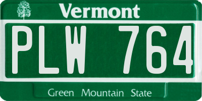 VT license plate PLW764