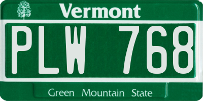 VT license plate PLW768