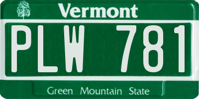 VT license plate PLW781