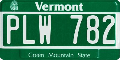 VT license plate PLW782