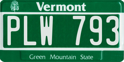 VT license plate PLW793