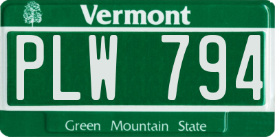 VT license plate PLW794