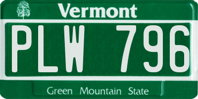 VT license plate PLW796