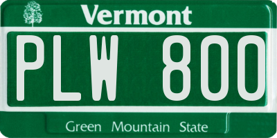 VT license plate PLW800