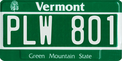 VT license plate PLW801