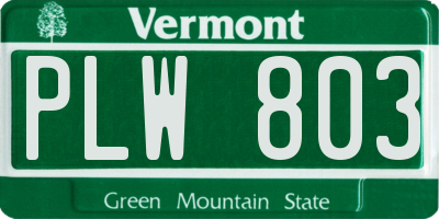 VT license plate PLW803