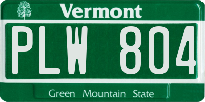 VT license plate PLW804