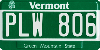 VT license plate PLW806