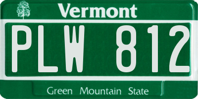 VT license plate PLW812