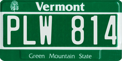 VT license plate PLW814
