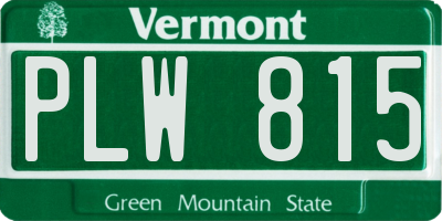 VT license plate PLW815