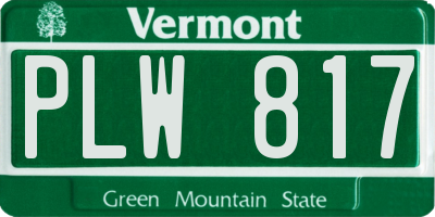 VT license plate PLW817