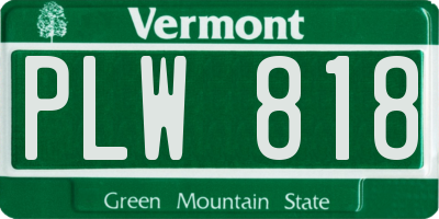 VT license plate PLW818