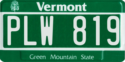 VT license plate PLW819