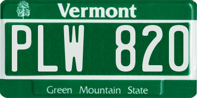 VT license plate PLW820