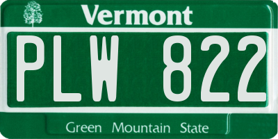 VT license plate PLW822