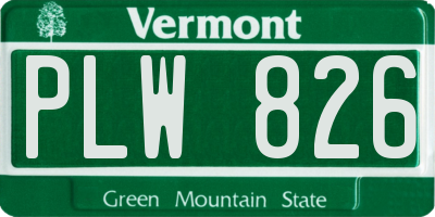 VT license plate PLW826