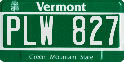 VT license plate PLW827