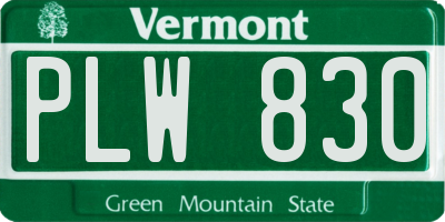 VT license plate PLW830