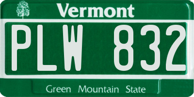 VT license plate PLW832