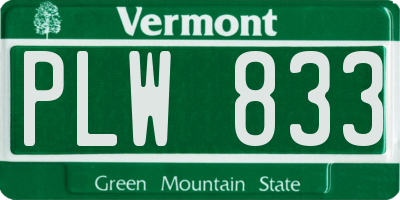 VT license plate PLW833