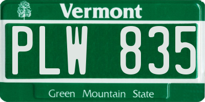 VT license plate PLW835