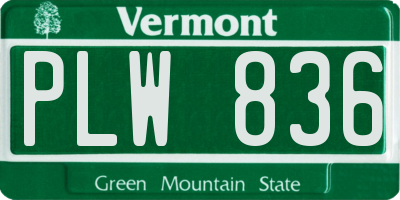 VT license plate PLW836
