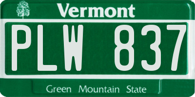 VT license plate PLW837