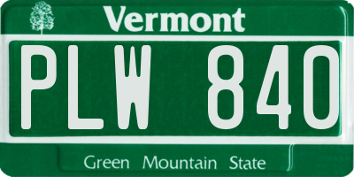 VT license plate PLW840