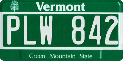 VT license plate PLW842