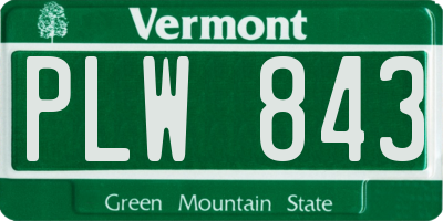 VT license plate PLW843
