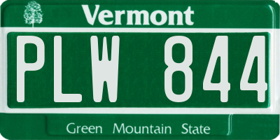 VT license plate PLW844