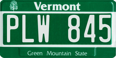 VT license plate PLW845