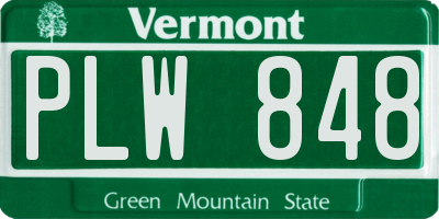 VT license plate PLW848