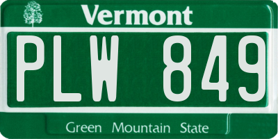 VT license plate PLW849