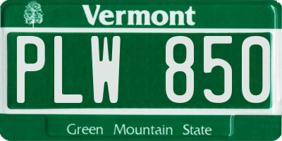 VT license plate PLW850