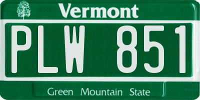 VT license plate PLW851