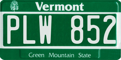 VT license plate PLW852