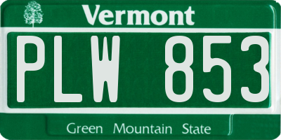 VT license plate PLW853