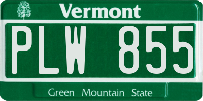 VT license plate PLW855