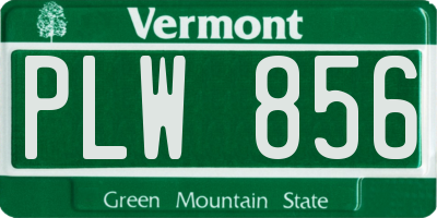 VT license plate PLW856