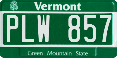 VT license plate PLW857